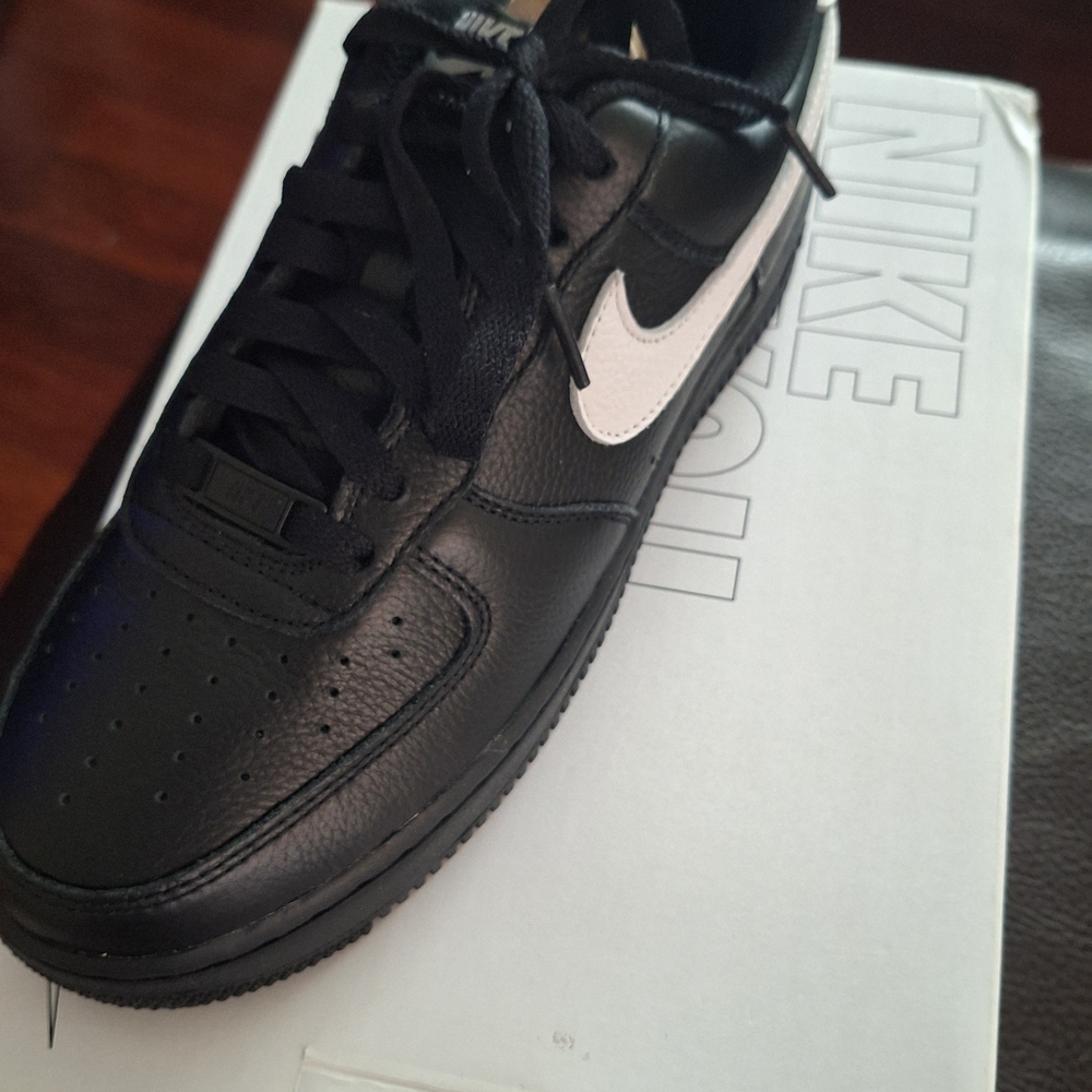 Nike AIR womens Black Leather Sneakers with White Accent